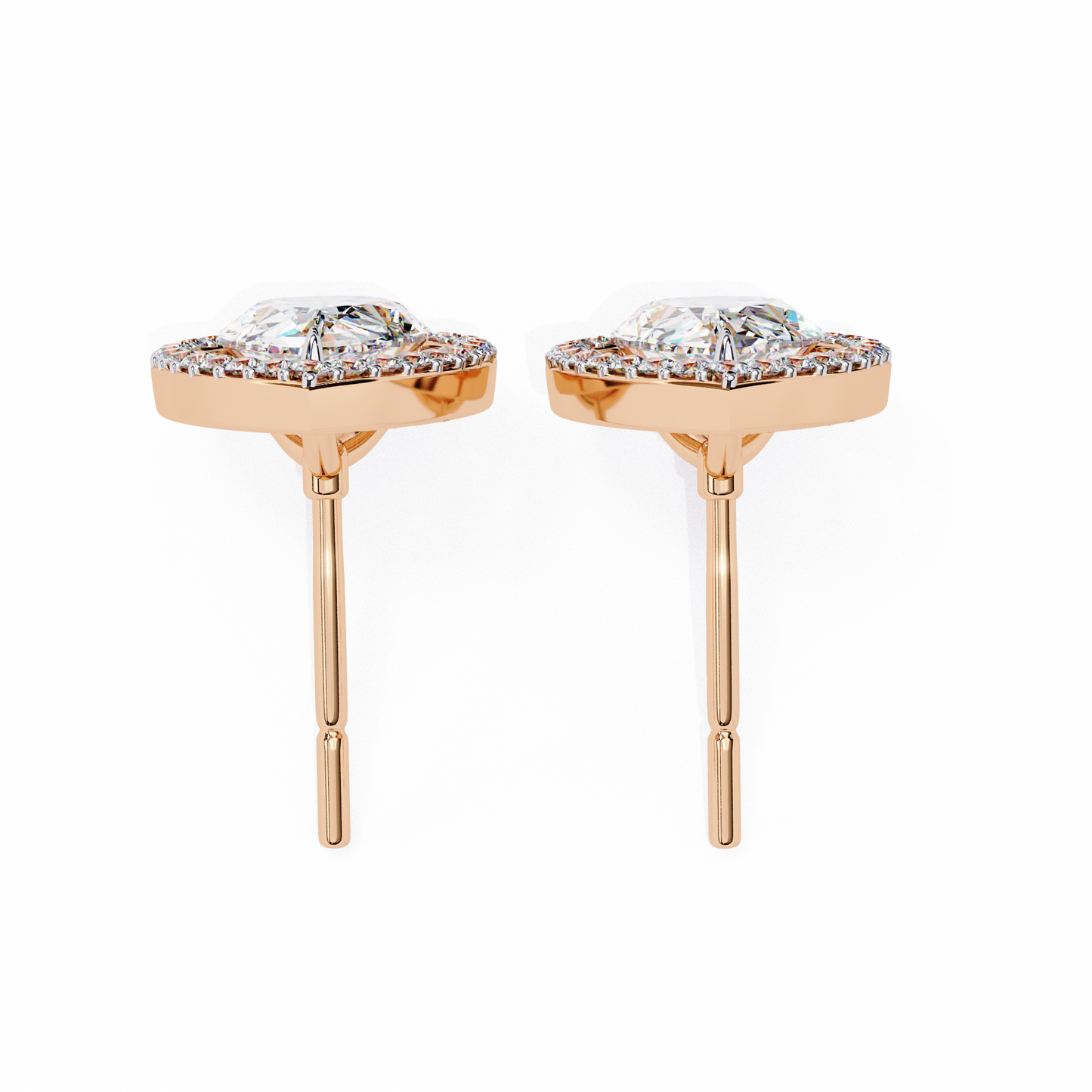 10K Rose Gold Lab Grown Diamond Halo Earrings 1.62 ctw DAE-144