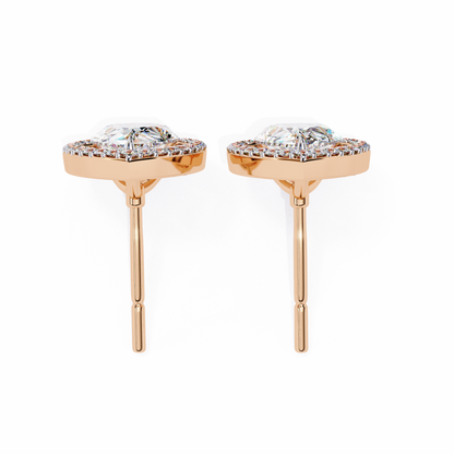 10K Rose Gold Lab Grown Diamond Halo Earrings 1.62 ctw DAE-144