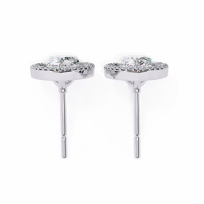 10K White Gold Lab Grown Diamond Halo Earrings 1.62 ctw DAE-144
