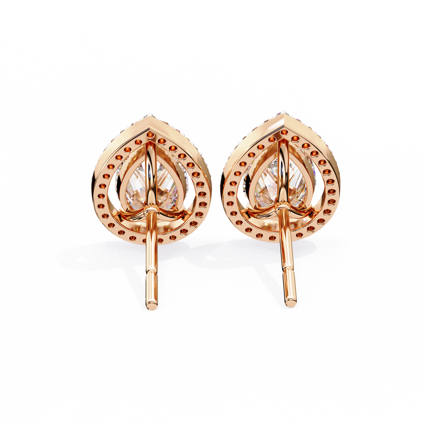 10K Rose Gold Lab Grown Diamond Halo Earrings 1.62 ctw DAE-144