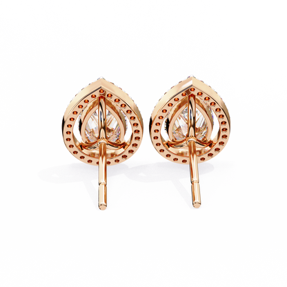 10K Rose Gold Lab Grown Diamond Halo Earrings 1.62 ctw DAE-144
