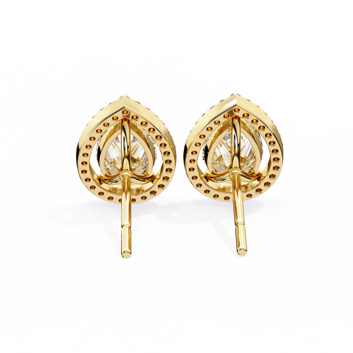14K Yellow Gold Lab Grown Diamond Halo Earrings 1.62 ctw DAE-144