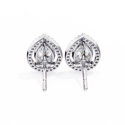 10K White Gold Lab Grown Diamond Halo Earrings 1.62 ctw DAE-144