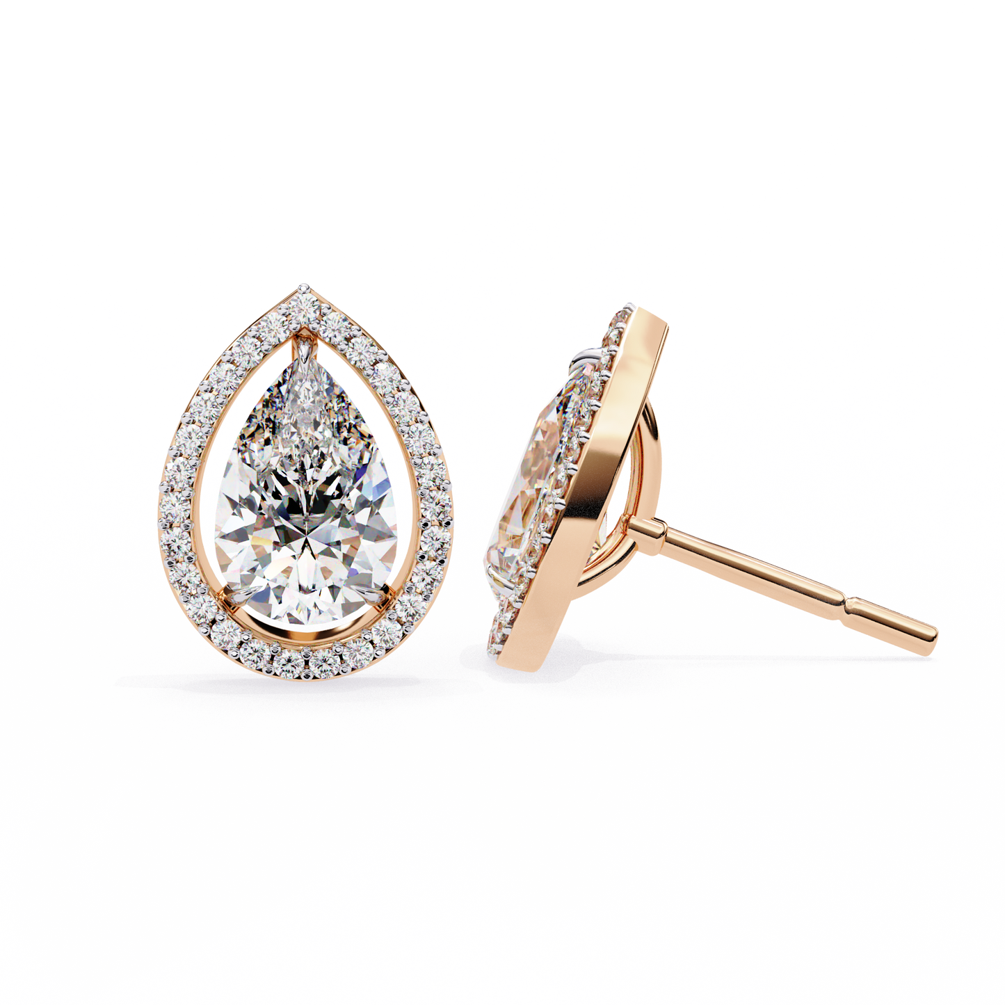 10K Rose Gold Lab Grown Diamond Halo Earrings 1.62 ctw DAE-144