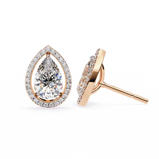 10K Rose Gold Lab Grown Diamond Halo Earrings 1.62 ctw DAE-144