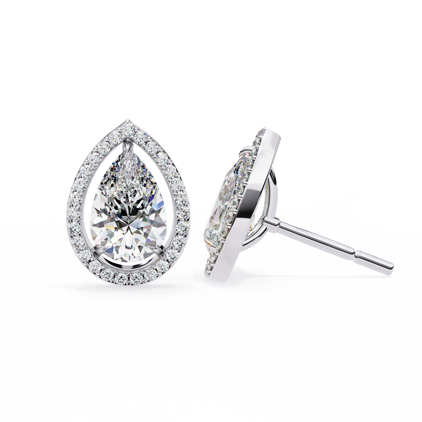 10K White Gold Lab Grown Diamond Halo Earrings 1.62 ctw DAE-144