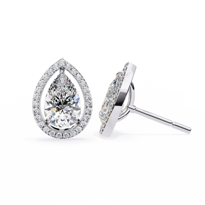 10K White Gold Lab Grown Diamond Halo Earrings 1.62 ctw DAE-144