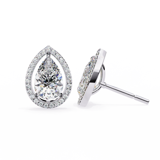 18K White Gold Lab Grown Diamond Halo Earrings 1.62 ctw DAE-144