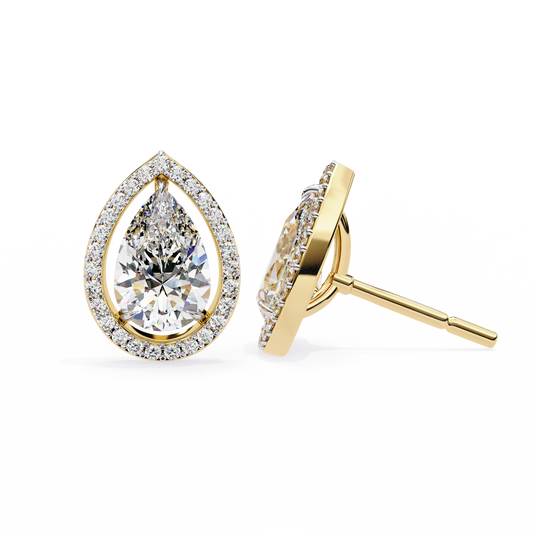 18K Yellow Gold Lab Grown Diamond Halo Earrings 1.62 ctw DAE-144
