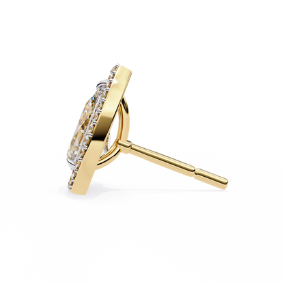 14K Yellow Gold Lab Grown Diamond Halo Earrings 1.62 ctw DAE-144
