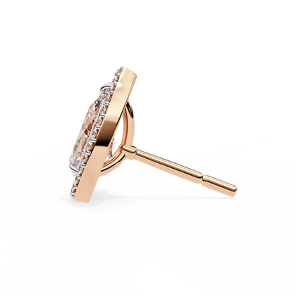 10K Rose Gold Lab Grown Diamond Halo Earrings 1.62 ctw DAE-144