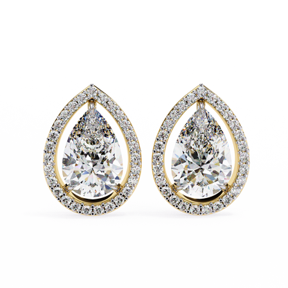 14K Yellow Gold Lab Grown Diamond Halo Earrings 1.62 ctw DAE-144
