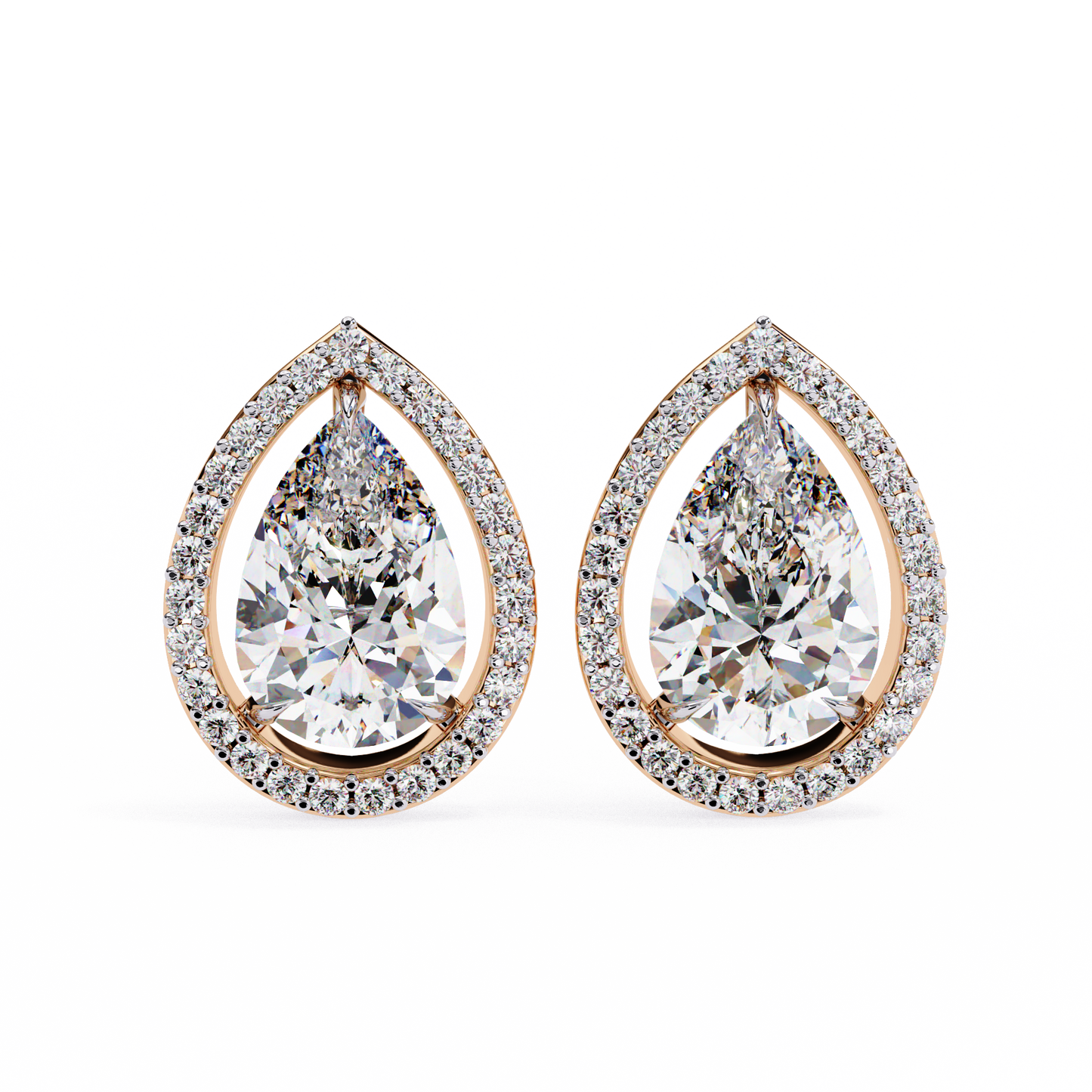 10K Rose Gold Lab Grown Diamond Halo Earrings 1.62 ctw DAE-144