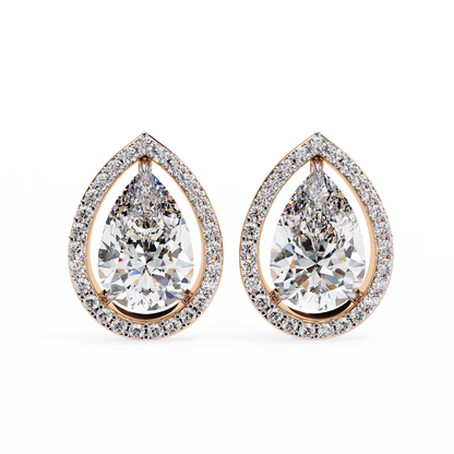 10K Rose Gold Lab Grown Diamond Halo Earrings 1.62 ctw DAE-144