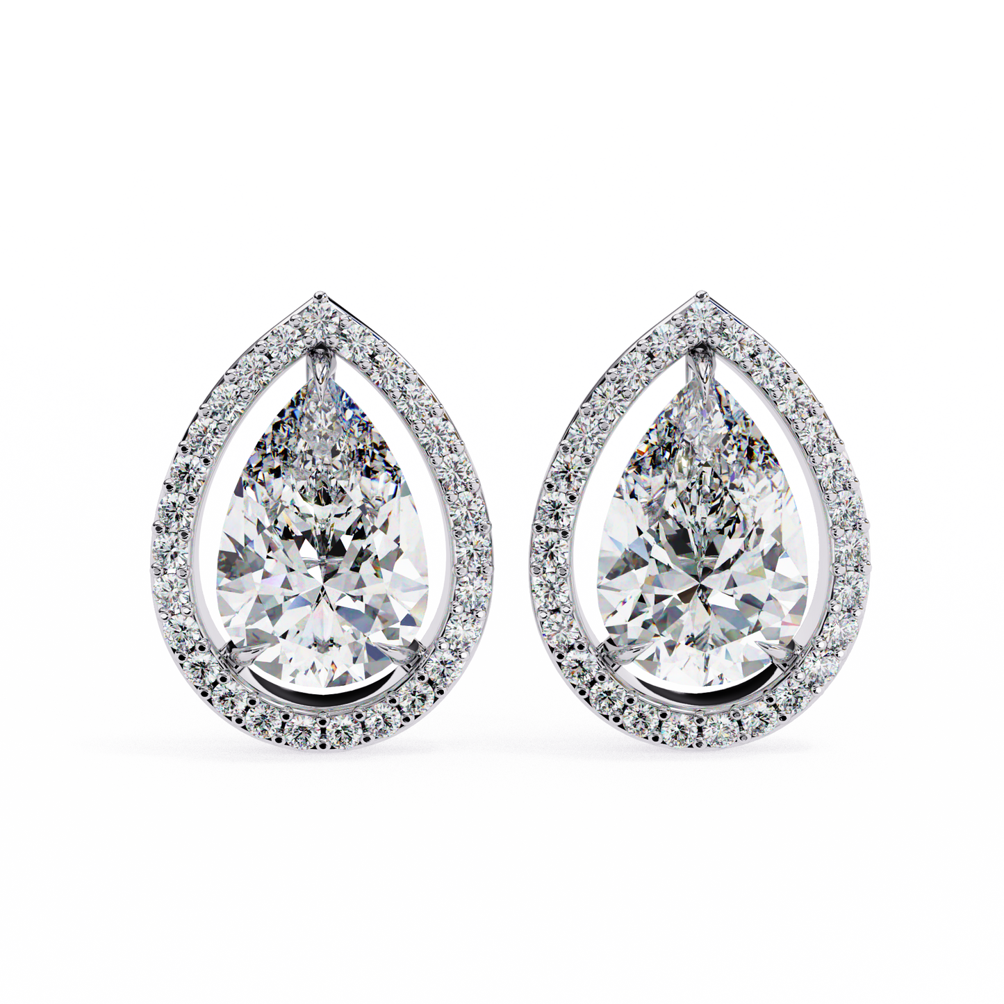 10K White Gold Lab Grown Diamond Halo Earrings 1.62 ctw DAE-144