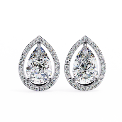 10K White Gold Lab Grown Diamond Halo Earrings 1.62 ctw DAE-144