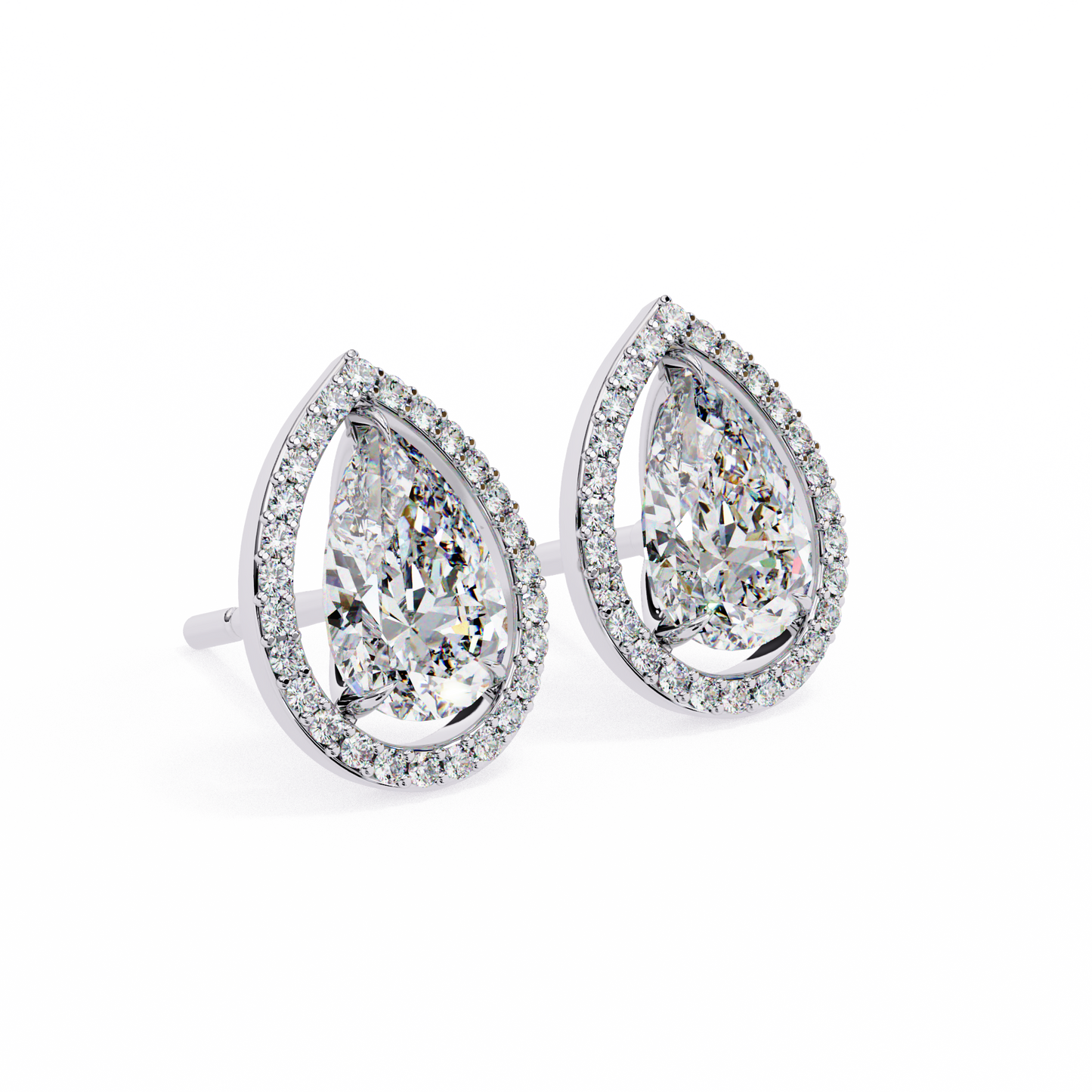 10K White Gold Lab Grown Diamond Halo Earrings 1.62 ctw DAE-144