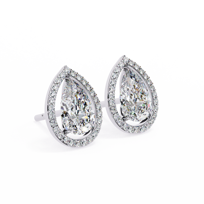 10K White Gold Lab Grown Diamond Halo Earrings 1.62 ctw DAE-144