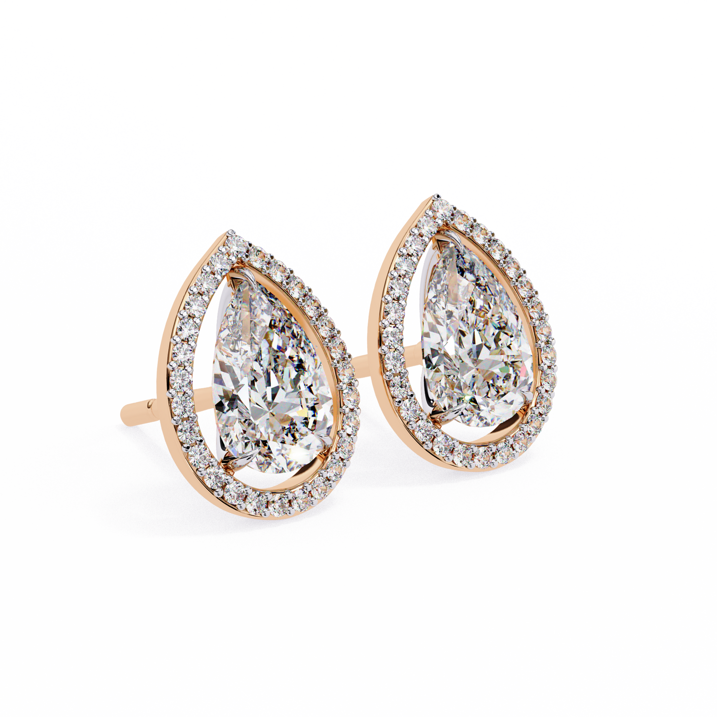 10K Rose Gold Lab Grown Diamond Halo Earrings 1.62 ctw DAE-144