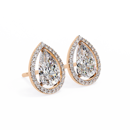 10K Rose Gold Lab Grown Diamond Halo Earrings 1.62 ctw DAE-144