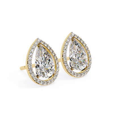 14K Yellow Gold Lab Grown Diamond Halo Earrings 1.62 ctw DAE-144