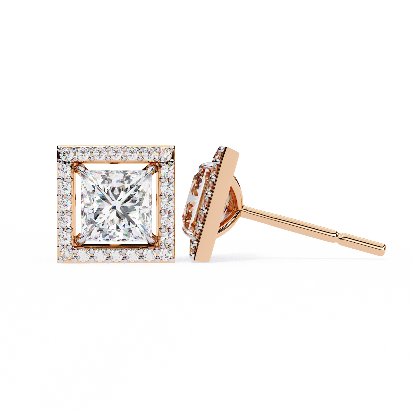 10K Rose Gold Lab Grown Diamond Halo Earrings 1.68 ctw DAE-143