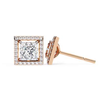 10K Rose Gold Lab Grown Diamond Halo Earrings 1.68 ctw DAE-143