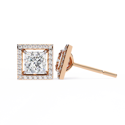 10K Rose Gold Lab Grown Diamond Halo Earrings 1.68 ctw DAE-143