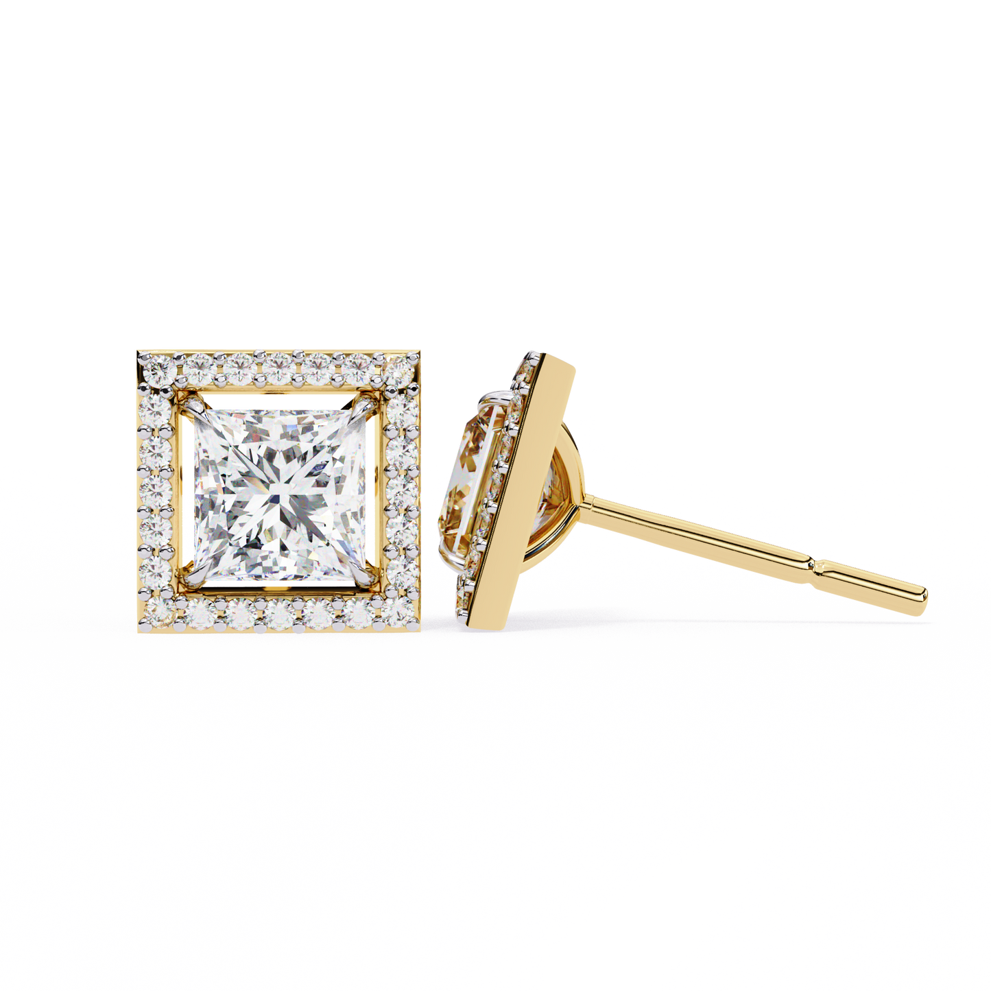 14K Yellow Gold Lab Grown Diamond Halo Earrings 1.68 ctw DAE-143