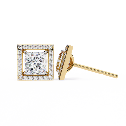 14K Yellow Gold Lab Grown Diamond Halo Earrings 1.68 ctw DAE-143