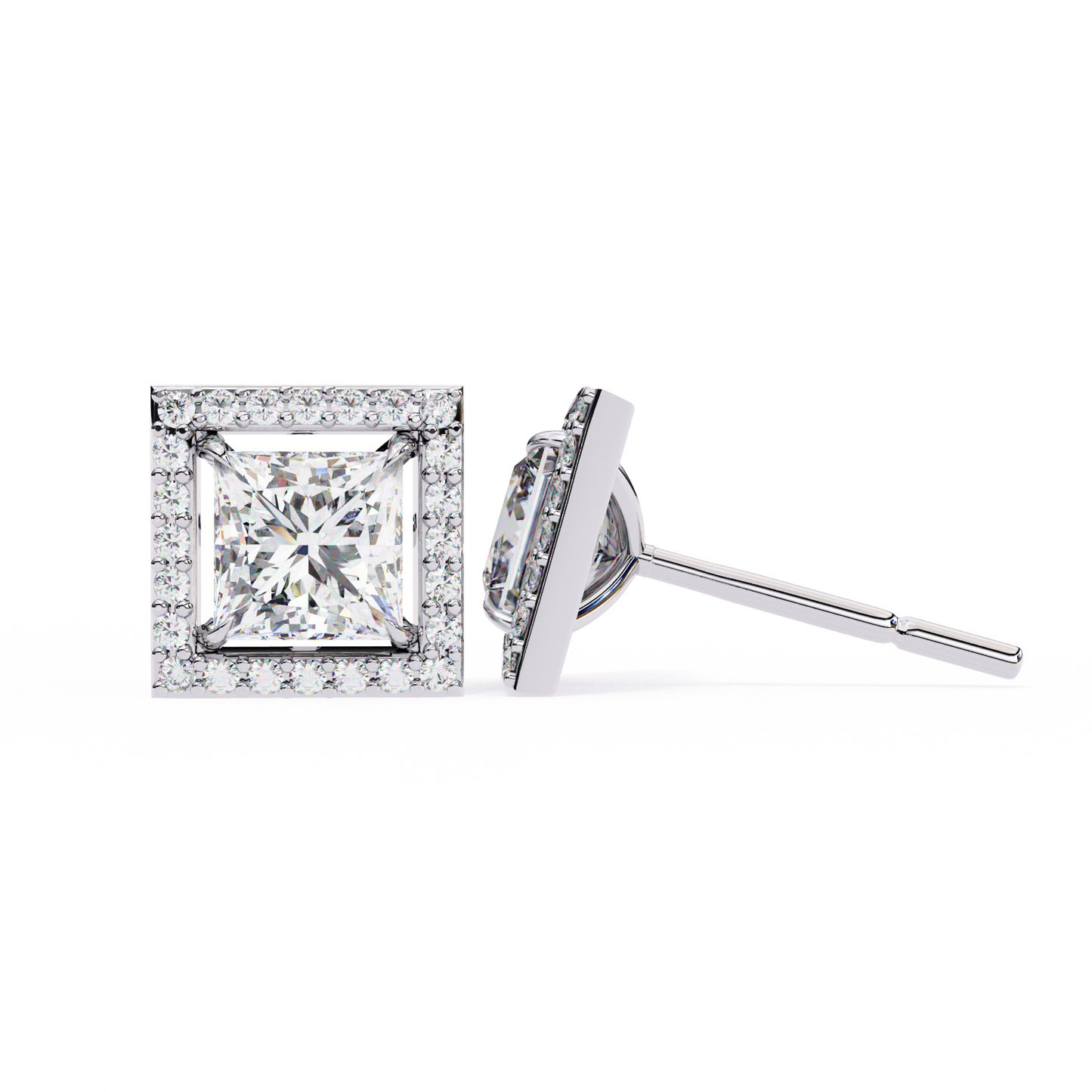 10K White Gold Lab Grown Diamond Halo Earrings 1.68 ctw DAE-143