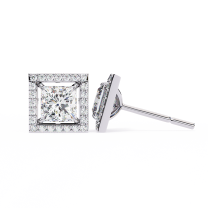 10K White Gold Lab Grown Diamond Halo Earrings 1.68 ctw DAE-143
