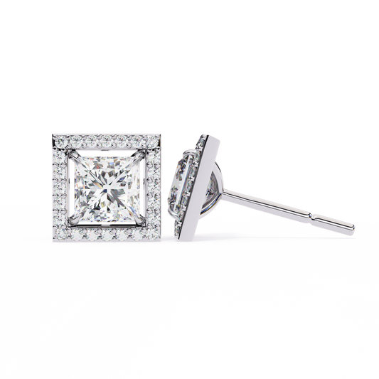 18K White Gold Lab Grown Diamond Halo Earrings 1.68 ctw DAE-143
