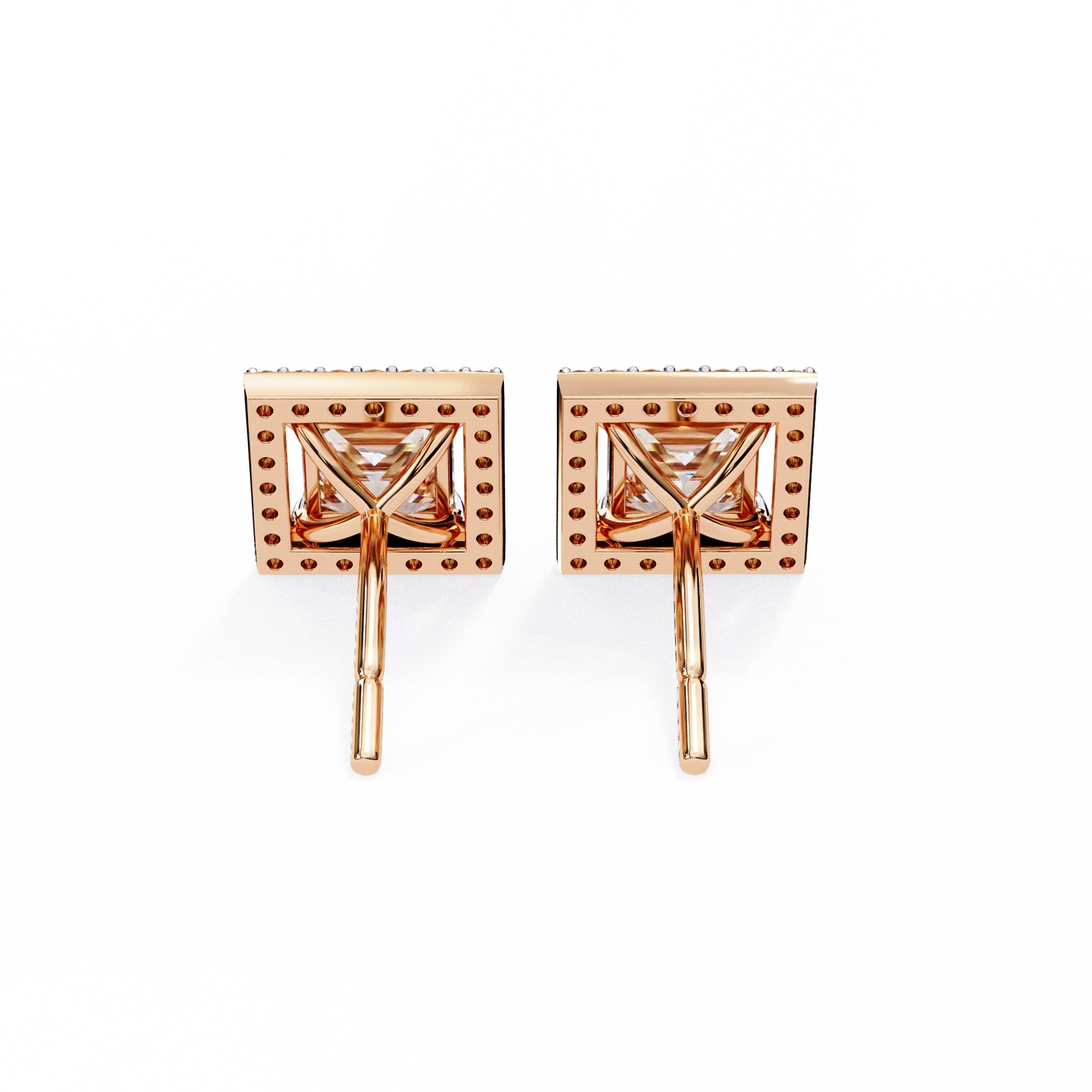 10K Rose Gold Lab Grown Diamond Halo Earrings 1.68 ctw DAE-143