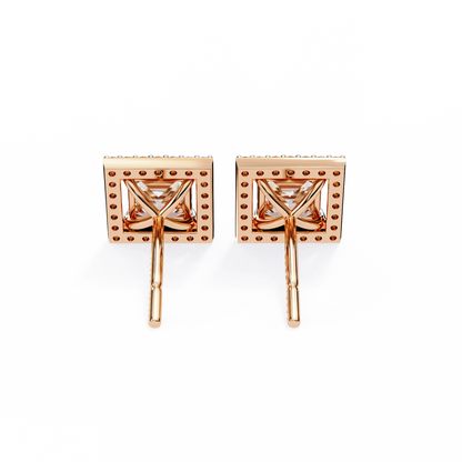 10K Rose Gold Lab Grown Diamond Halo Earrings 1.68 ctw DAE-143
