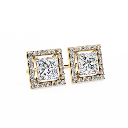 14K Yellow Gold Lab Grown Diamond Halo Earrings 1.68 ctw DAE-143