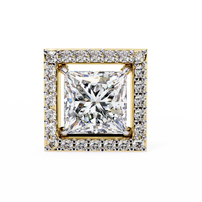 14K Yellow Gold Lab Grown Diamond Halo Earrings 1.68 ctw DAE-143