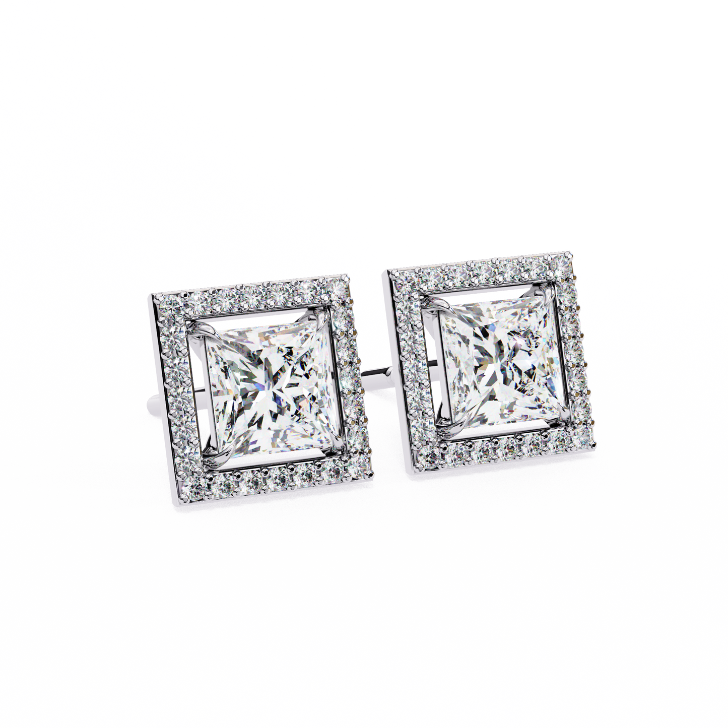 10K White Gold Lab Grown Diamond Halo Earrings 1.68 ctw DAE-143