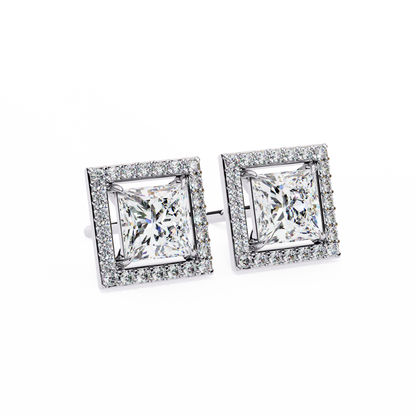 10K White Gold Lab Grown Diamond Halo Earrings 1.68 ctw DAE-143
