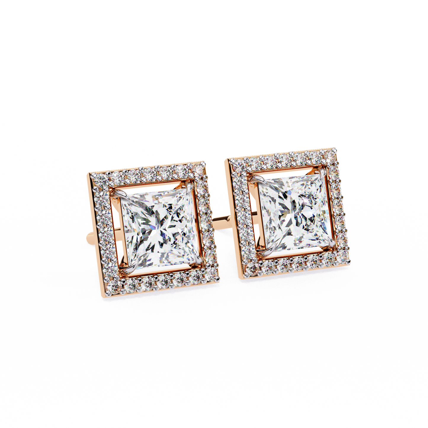 10K Rose Gold Lab Grown Diamond Halo Earrings 1.68 ctw DAE-143