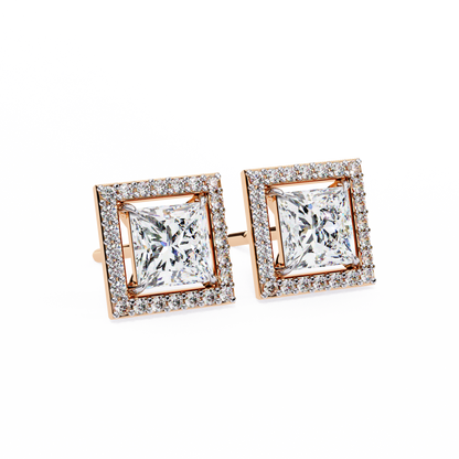 10K Rose Gold Lab Grown Diamond Halo Earrings 1.68 ctw DAE-143