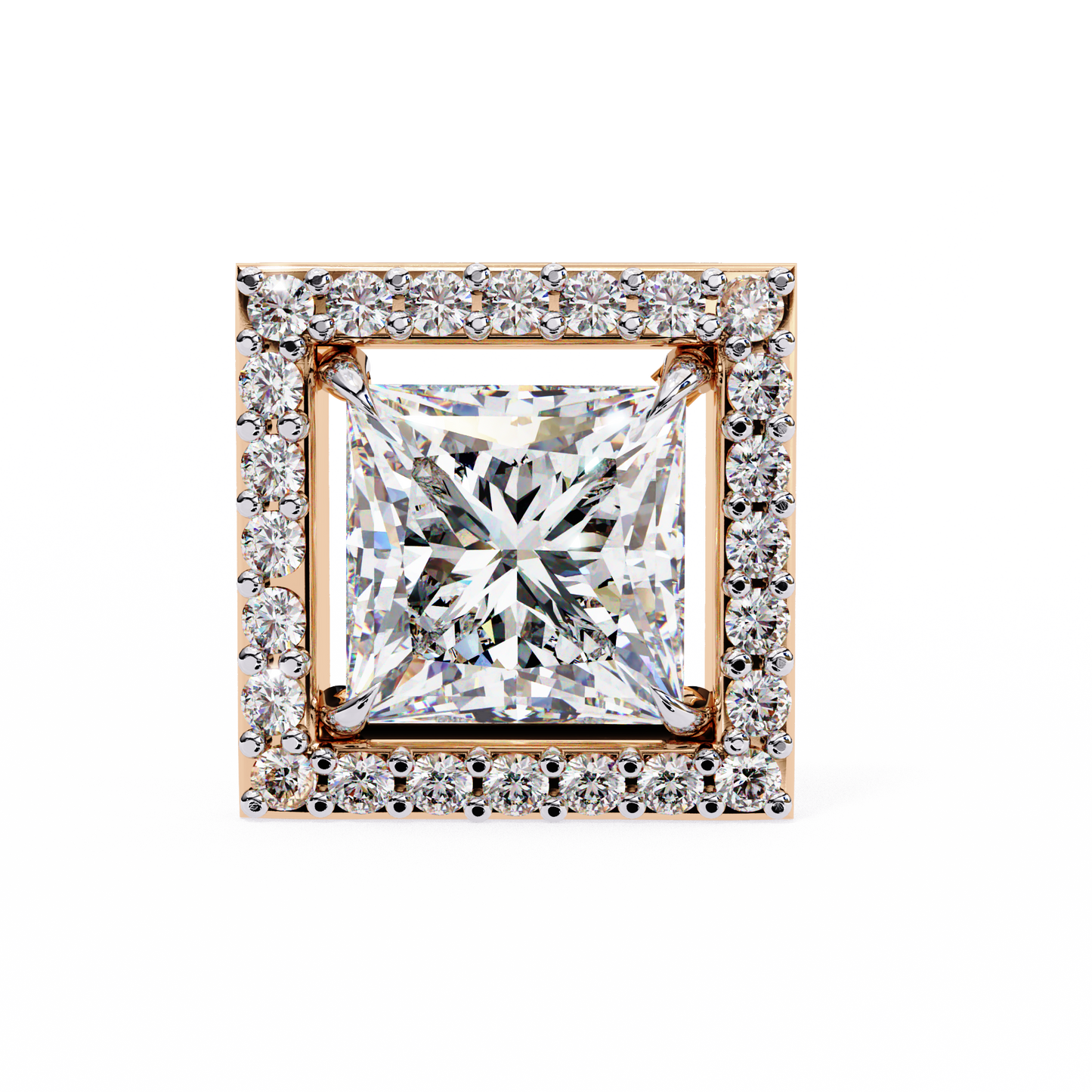 10K Rose Gold Lab Grown Diamond Halo Earrings 1.68 ctw DAE-143