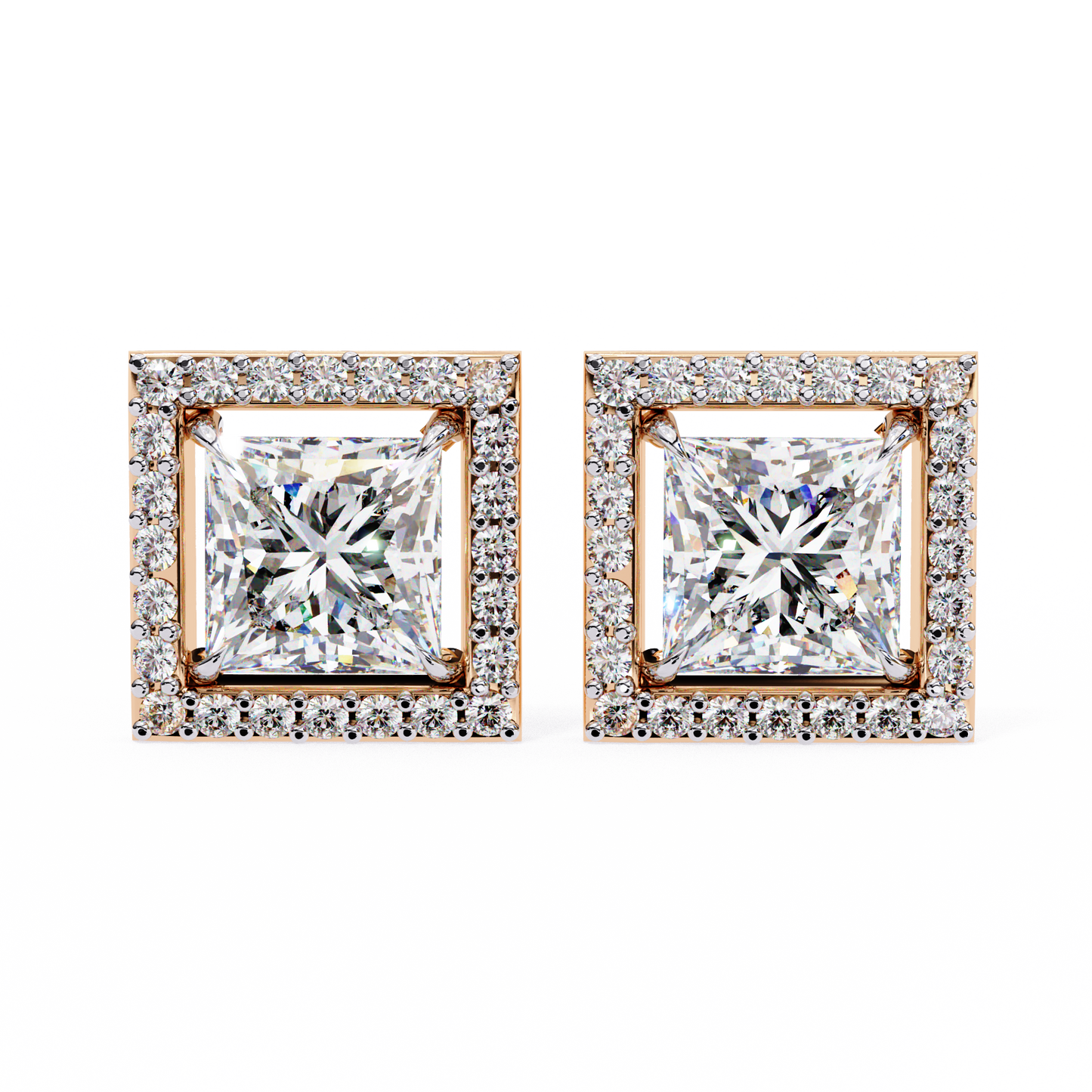 10K Rose Gold Lab Grown Diamond Halo Earrings 1.68 ctw DAE-143