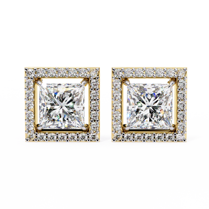14K Yellow Gold Lab Grown Diamond Halo Earrings 1.68 ctw DAE-143