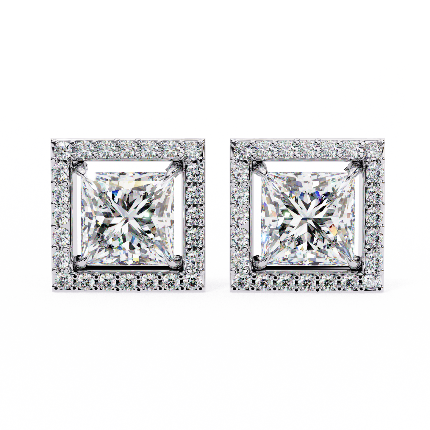 10K White Gold Lab Grown Diamond Halo Earrings 1.68 ctw DAE-143