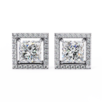 10K White Gold Lab Grown Diamond Halo Earrings 1.68 ctw DAE-143