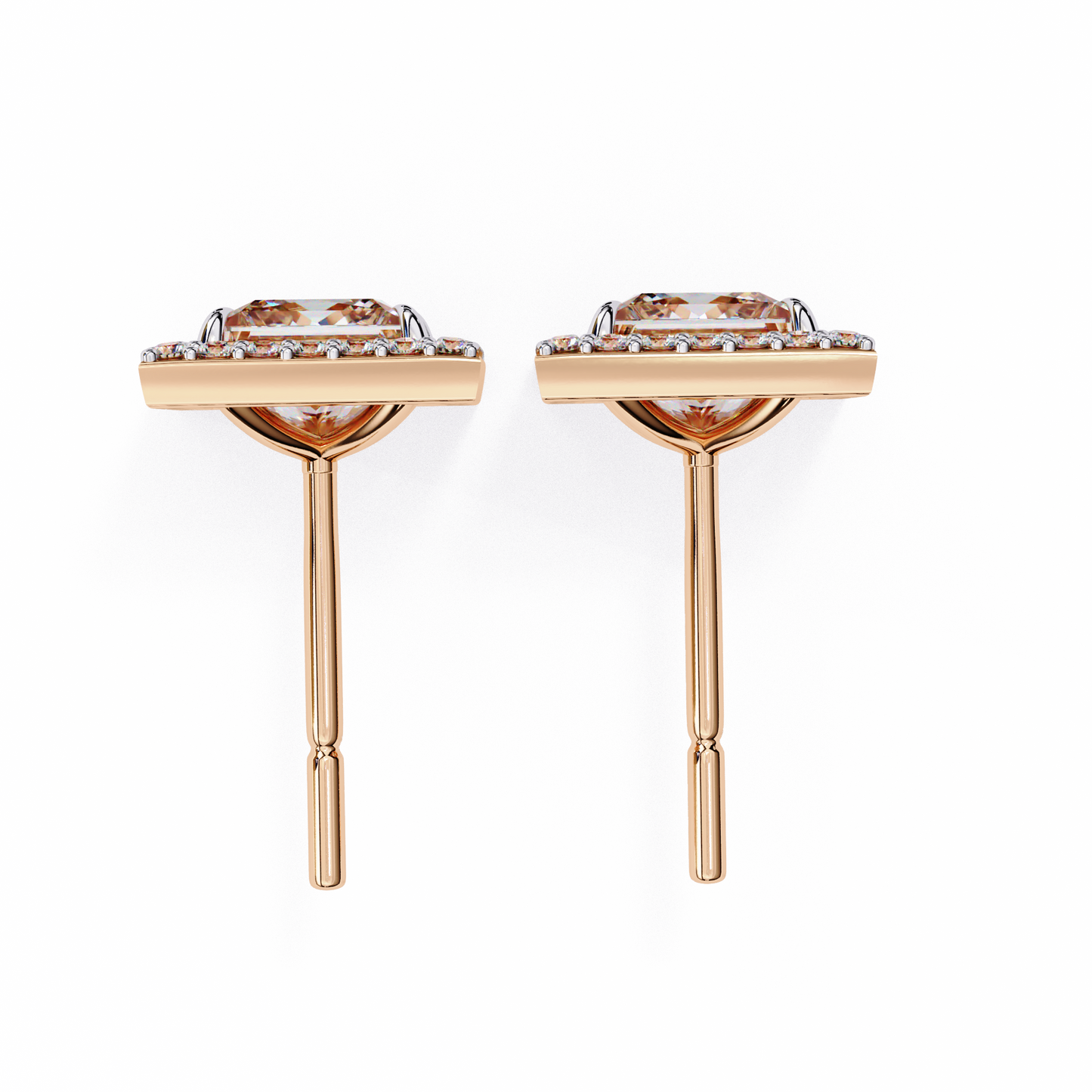 10K Rose Gold Lab Grown Diamond Halo Earrings 1.68 ctw DAE-143