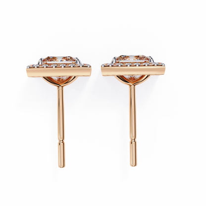 10K Rose Gold Lab Grown Diamond Halo Earrings 1.68 ctw DAE-143