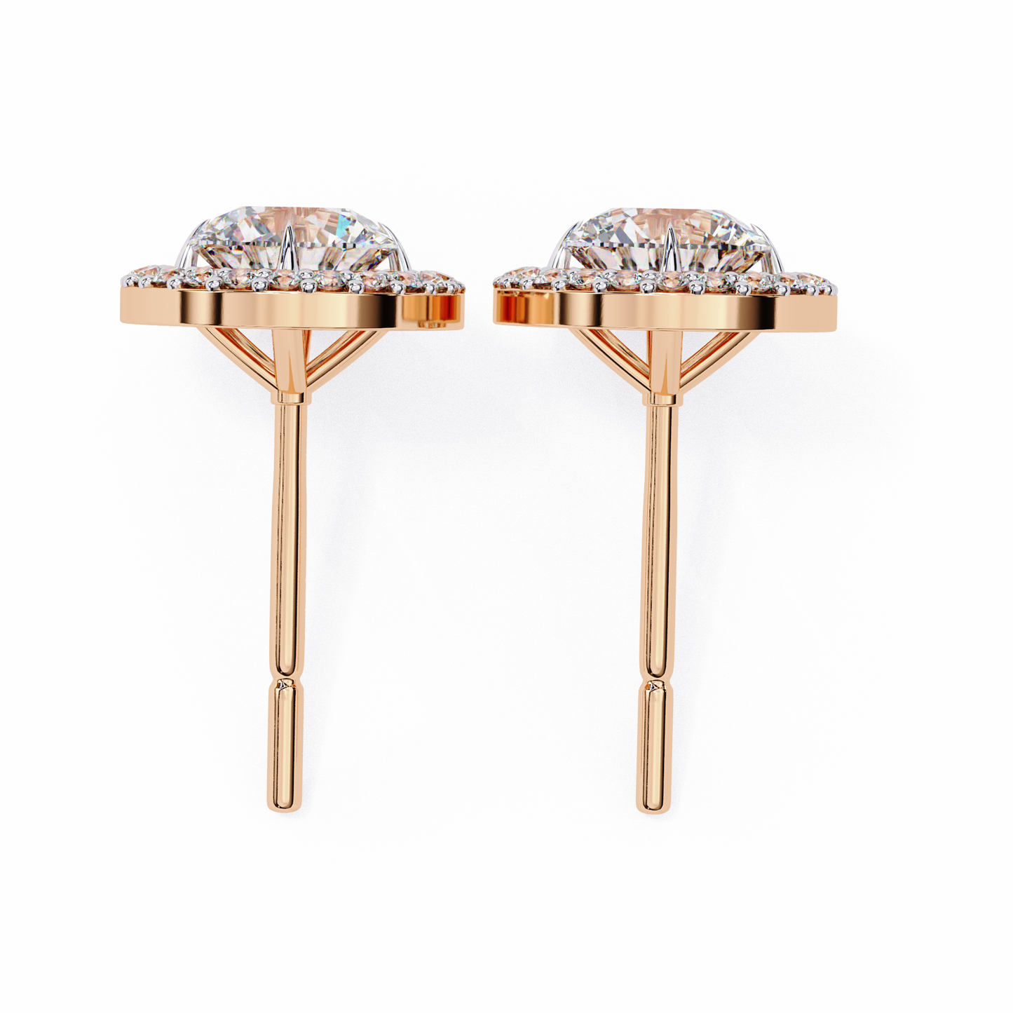 10K Rose Gold Lab Grown Diamond Halo Earrings 1.94 ctw DAE-145