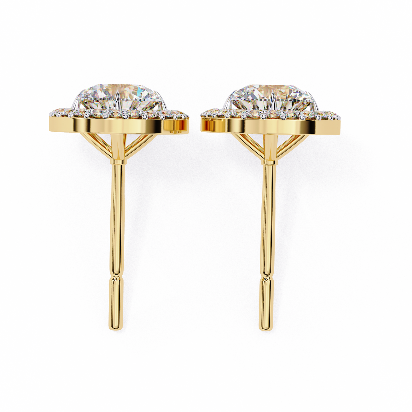 10K Yellow Gold Lab Grown Diamond Halo Earrings 1.94 ctw DAE-145